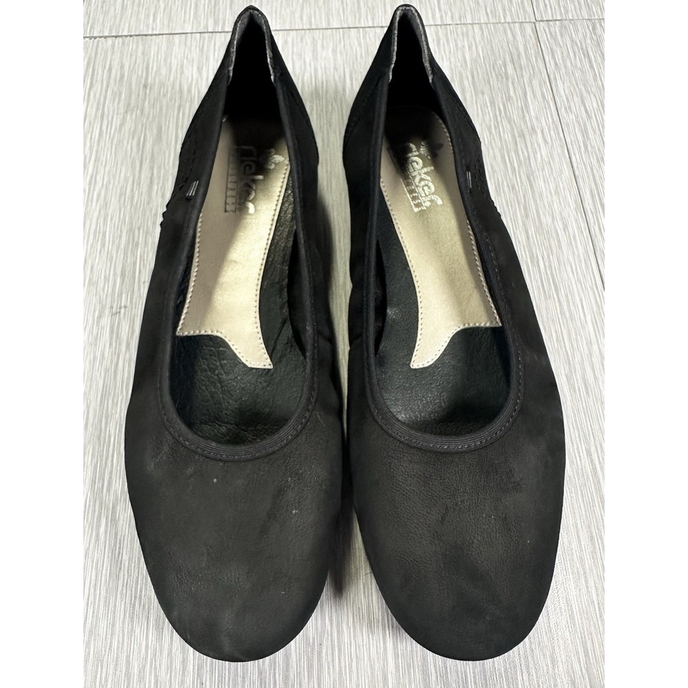 RIEKER Anita 65‎ Comfort Flats Black Suede Classic Slip On  SZ 9